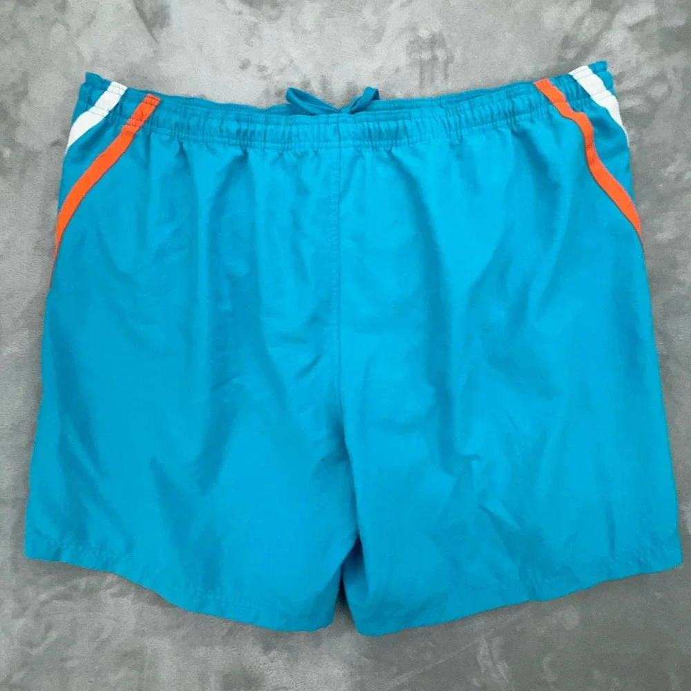 Sand N‎ Sun Mens Swim Trunks Turquoise Blue Orange White Stripe Board Shorts XL